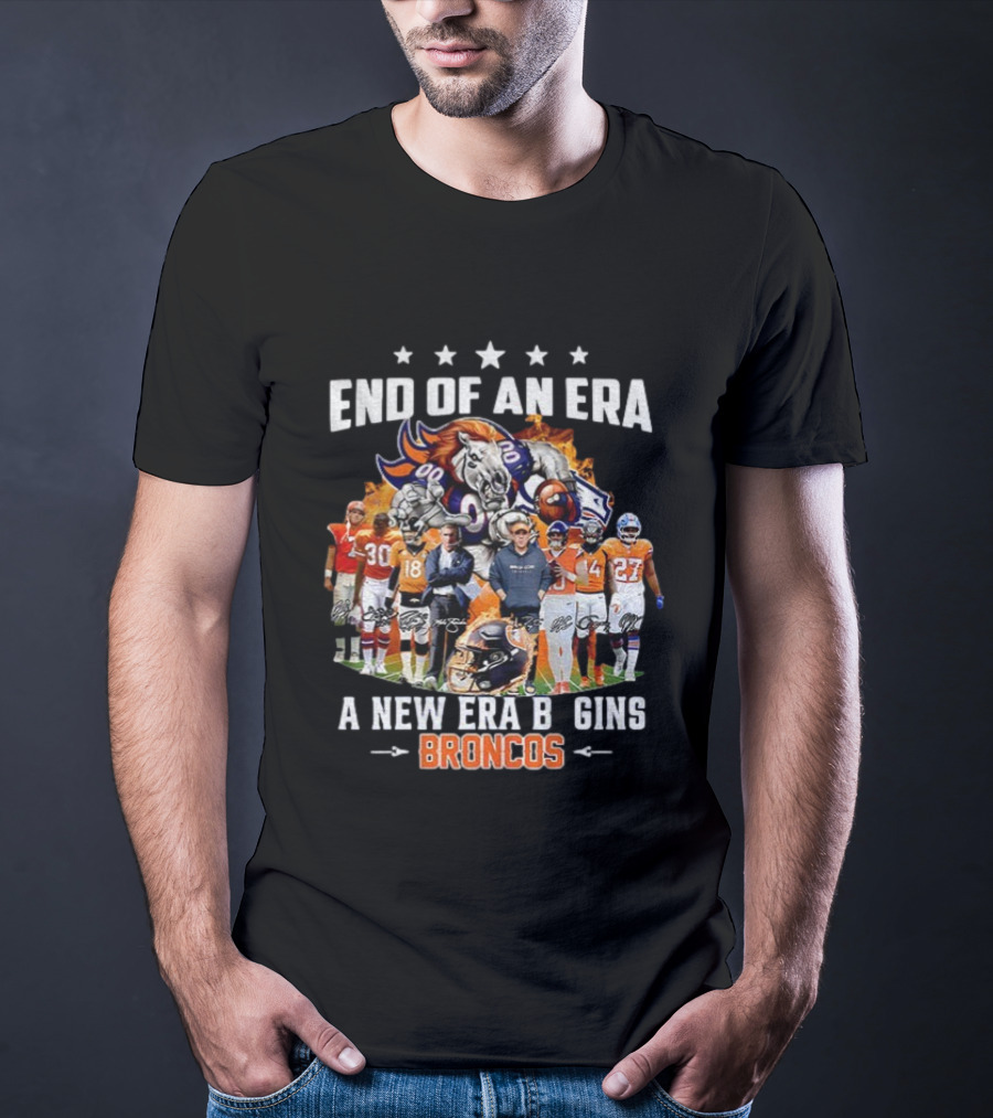 End Of An Era A New Era Begins Broncos Football NFL 2025 T-Shirt