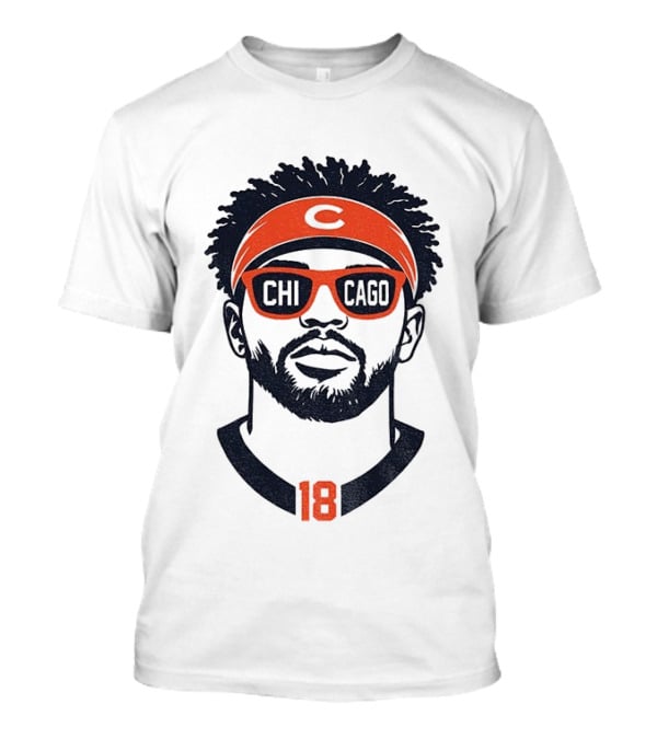 Caleb Williams 18 Chicago Bears Cartoon Sunglasses Headband T-Shirt