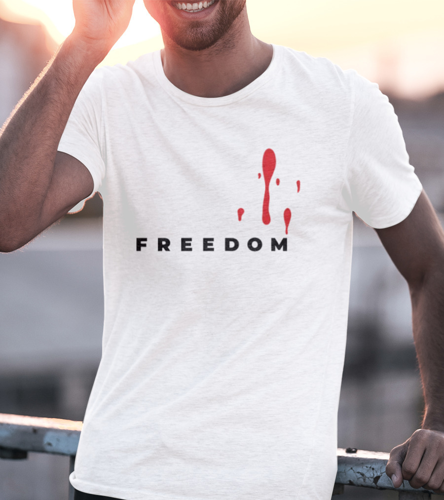 Charlie Kirk Liberty Freedom Memorial Blood Splatter T-Shirt