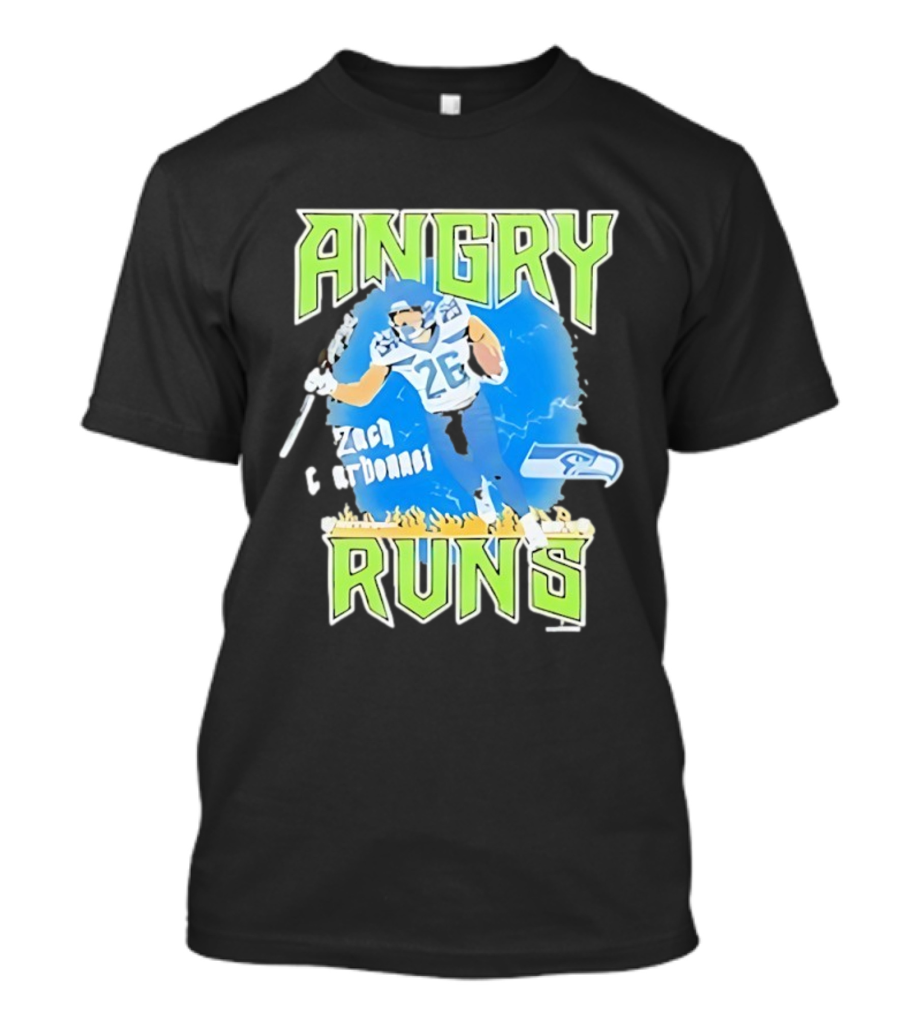 Seattle Seahawks Zach Charbonnet Angry Runs NFL Football 26 Seahawks Fan Gear T-Shirt