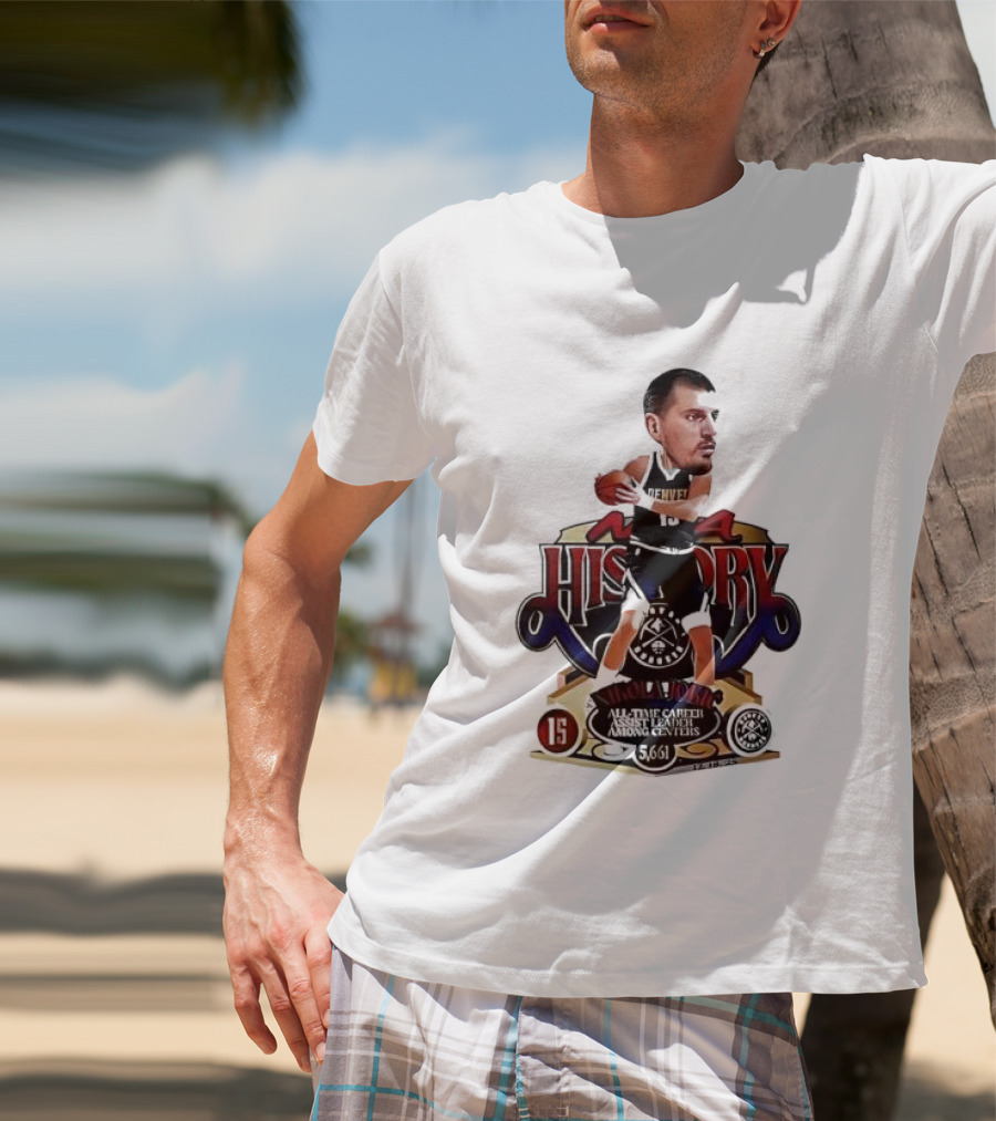 Nikola Jokic Nuggets NBA History All Time Basketball Cartoon T-Shirt