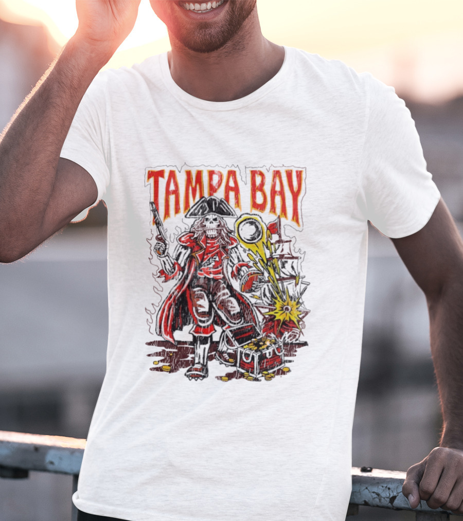 Tampa Bay Pirate Skeleton Exploding Cannonball T-Shirt