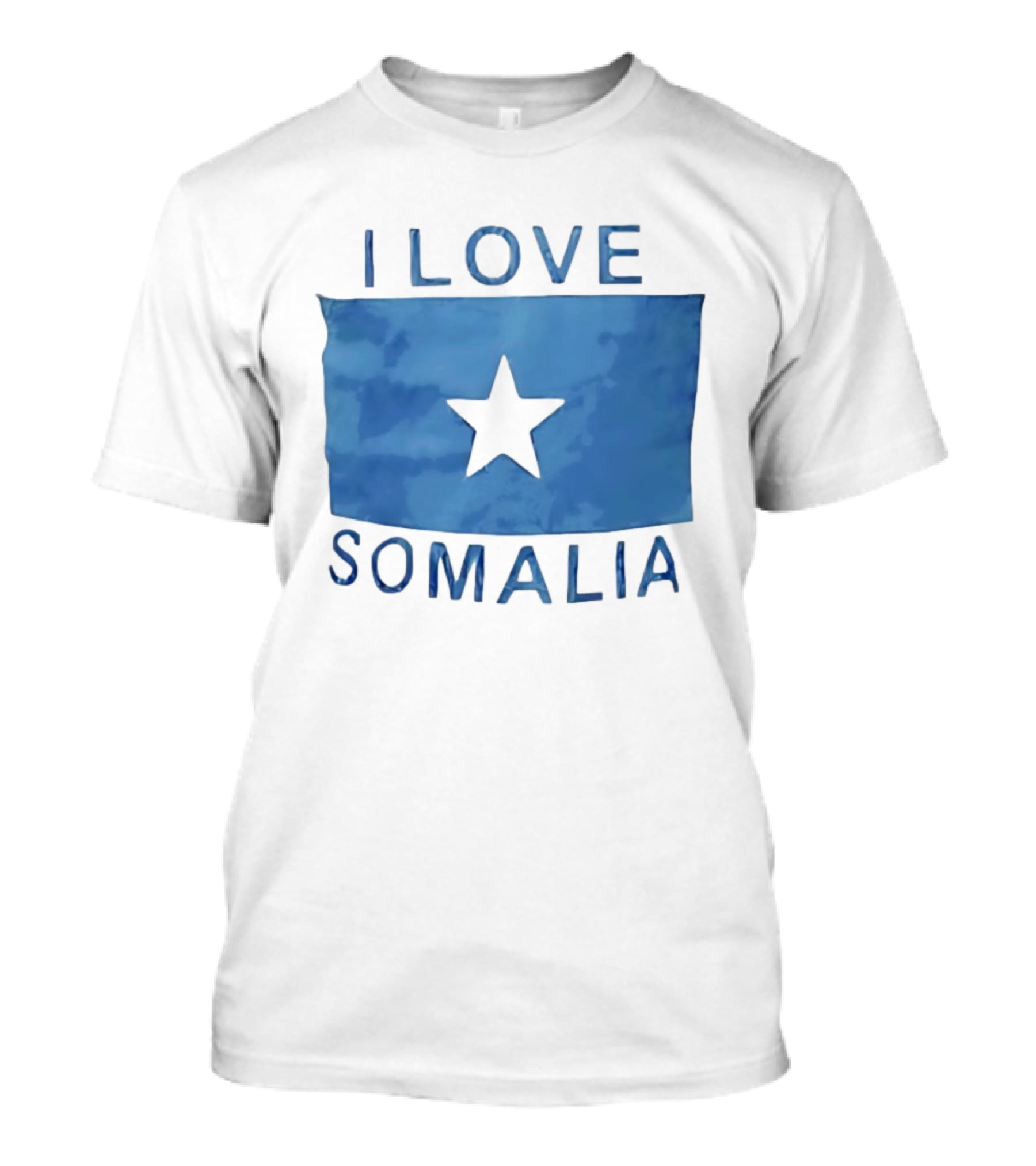 I Love Somalia Flag Blue Star T-Shirt