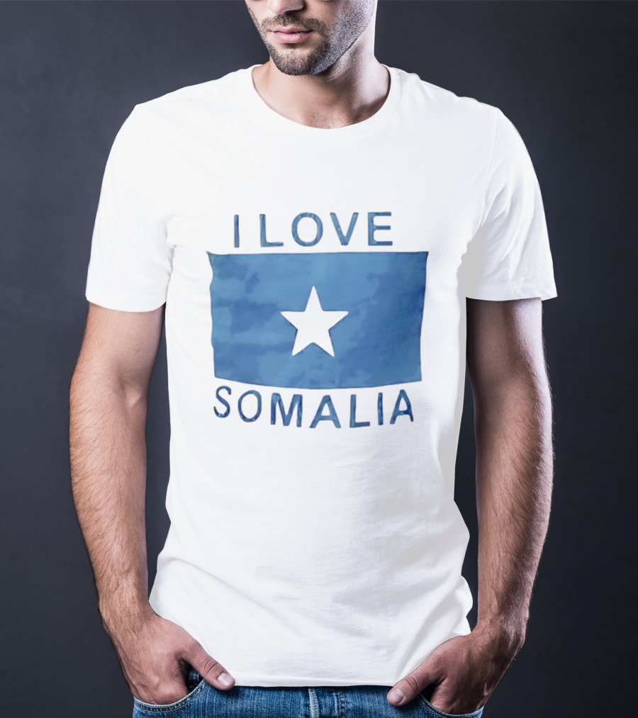 I Love Somalia Flag Blue Star T-Shirt