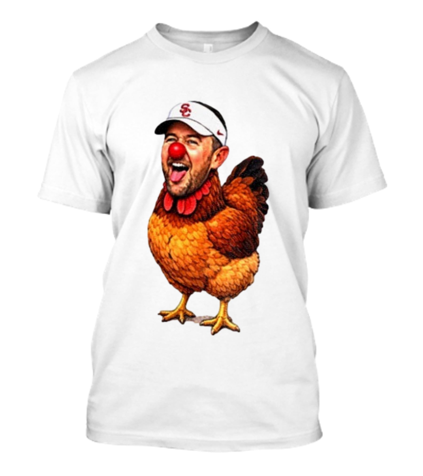 USC Coach Lincoln Riley Chicken Parody With Red Nose Clown Face T-Shirt