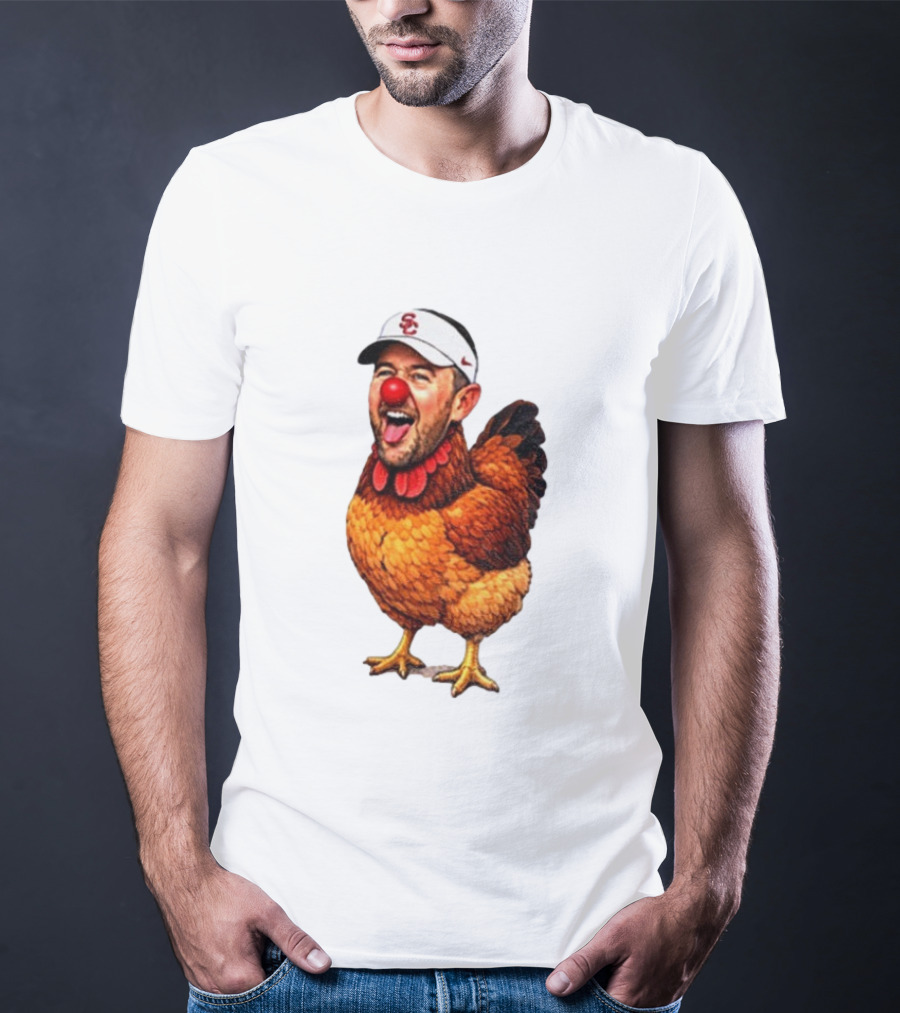 USC Coach Lincoln Riley Chicken Parody With Red Nose Clown Face T-Shirt