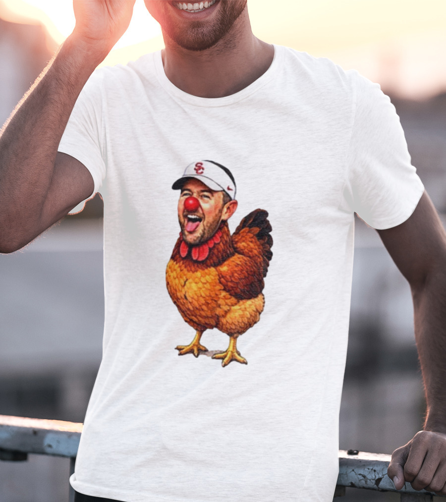 USC Coach Lincoln Riley Chicken Parody With Red Nose Clown Face T-Shirt