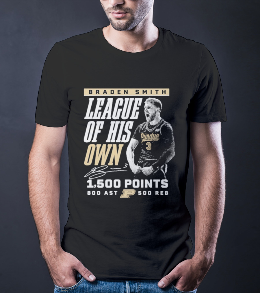 Braden Smith League Of His Own 1500 Points 800 Ast 500 Reb Purdue Boilermakers T-Shirt