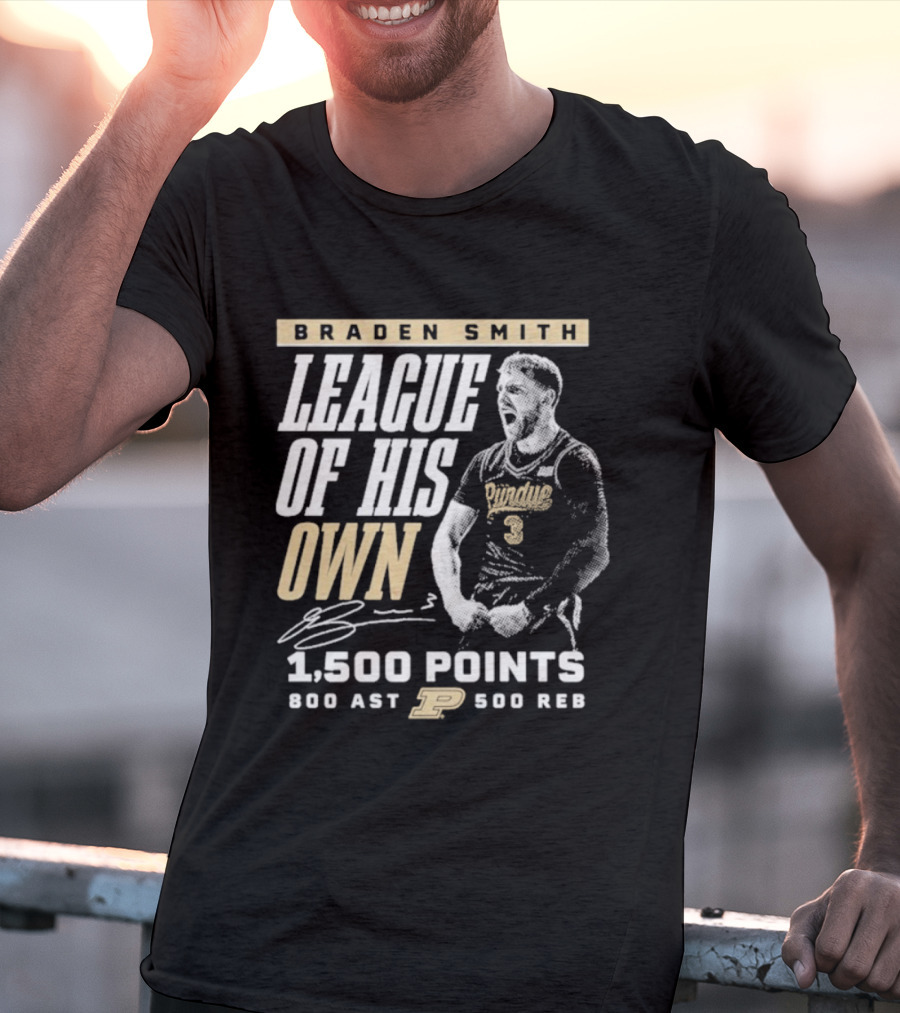Braden Smith League Of His Own 1500 Points 800 Ast 500 Reb Purdue Boilermakers T-Shirt