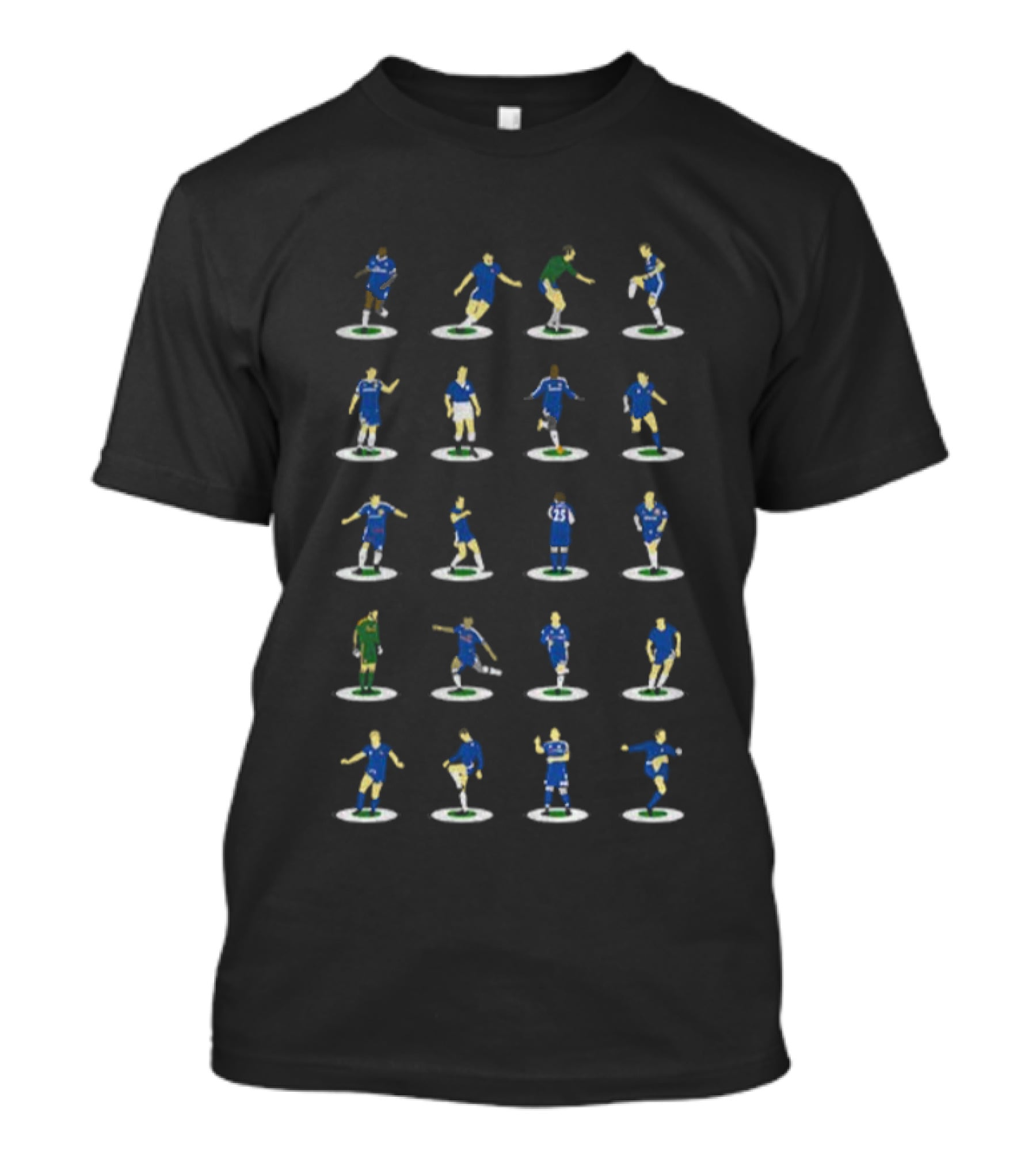 Chelsea Legends Subbuteo Style Football Figures Classic Blue Soccer Iconic Players T-Shirt