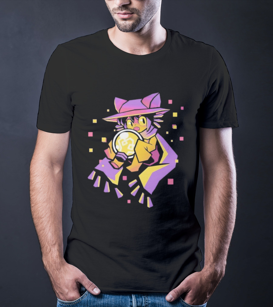 OneShot Niko Holding Lightbulb Pixel Art Purple Yellow T-Shirt