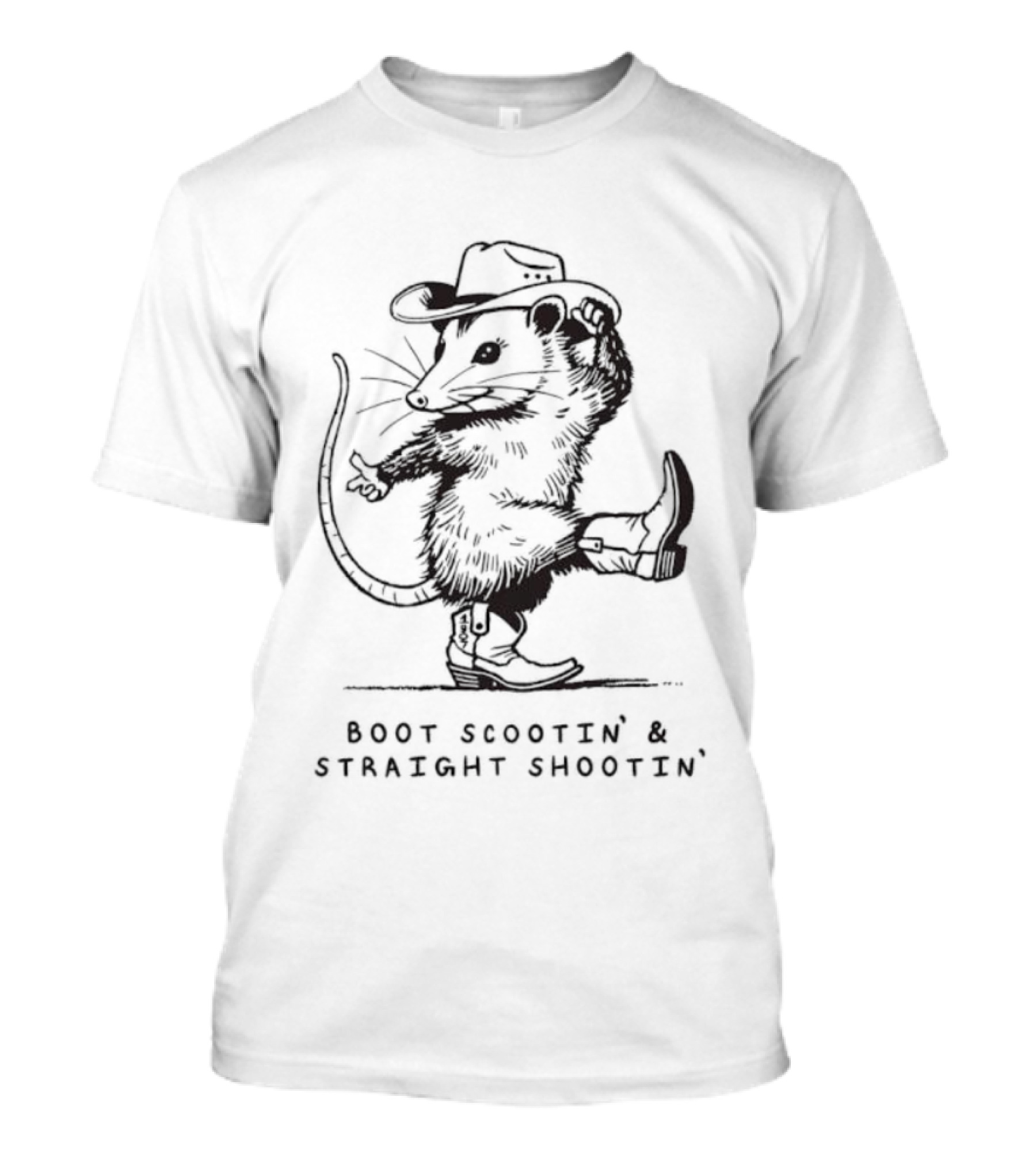 Cowboy Opossum Boot Scootin' Straight Shootin T-Shirt