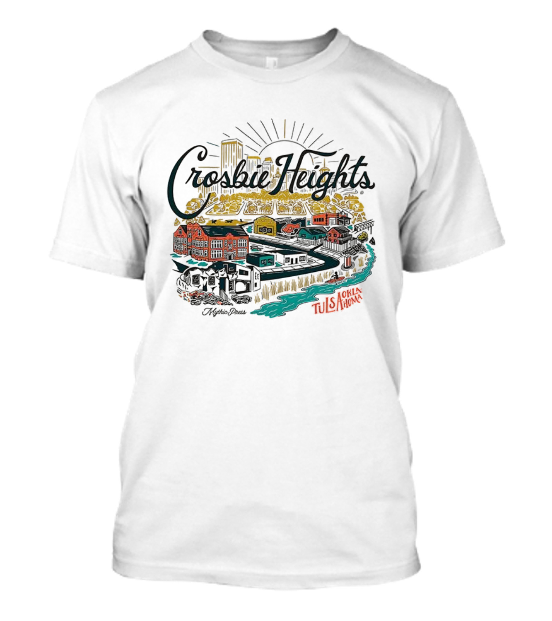 Crosbie Heights Tulsa City Riverfront Neighborhood Scene T-Shirt