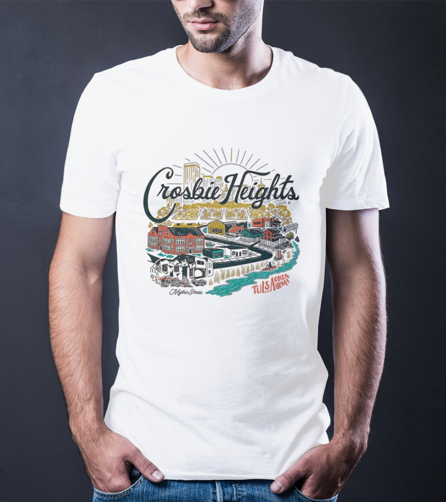 Crosbie Heights Tulsa City Riverfront Neighborhood Scene T-Shirt