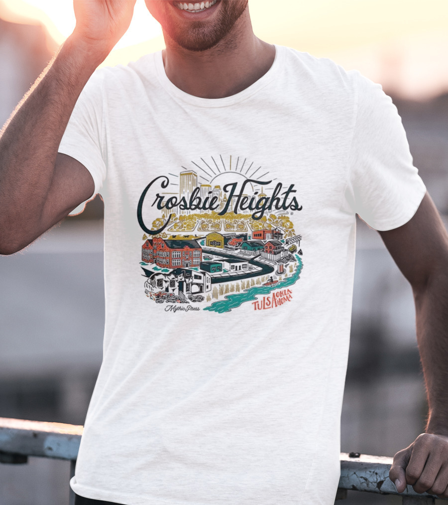 Crosbie Heights Tulsa City Riverfront Neighborhood Scene T-Shirt