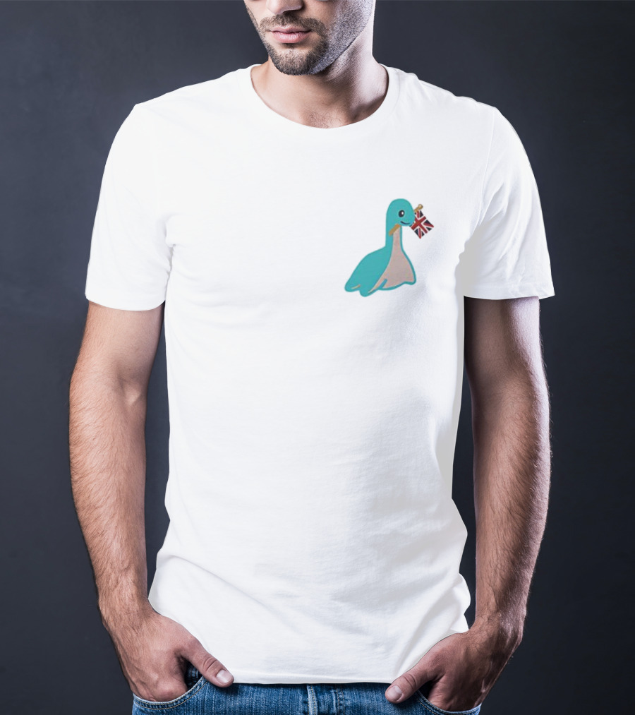 Cute Nessie Loch Ness Dinosaurs British Flag Union Jack T-Shirt