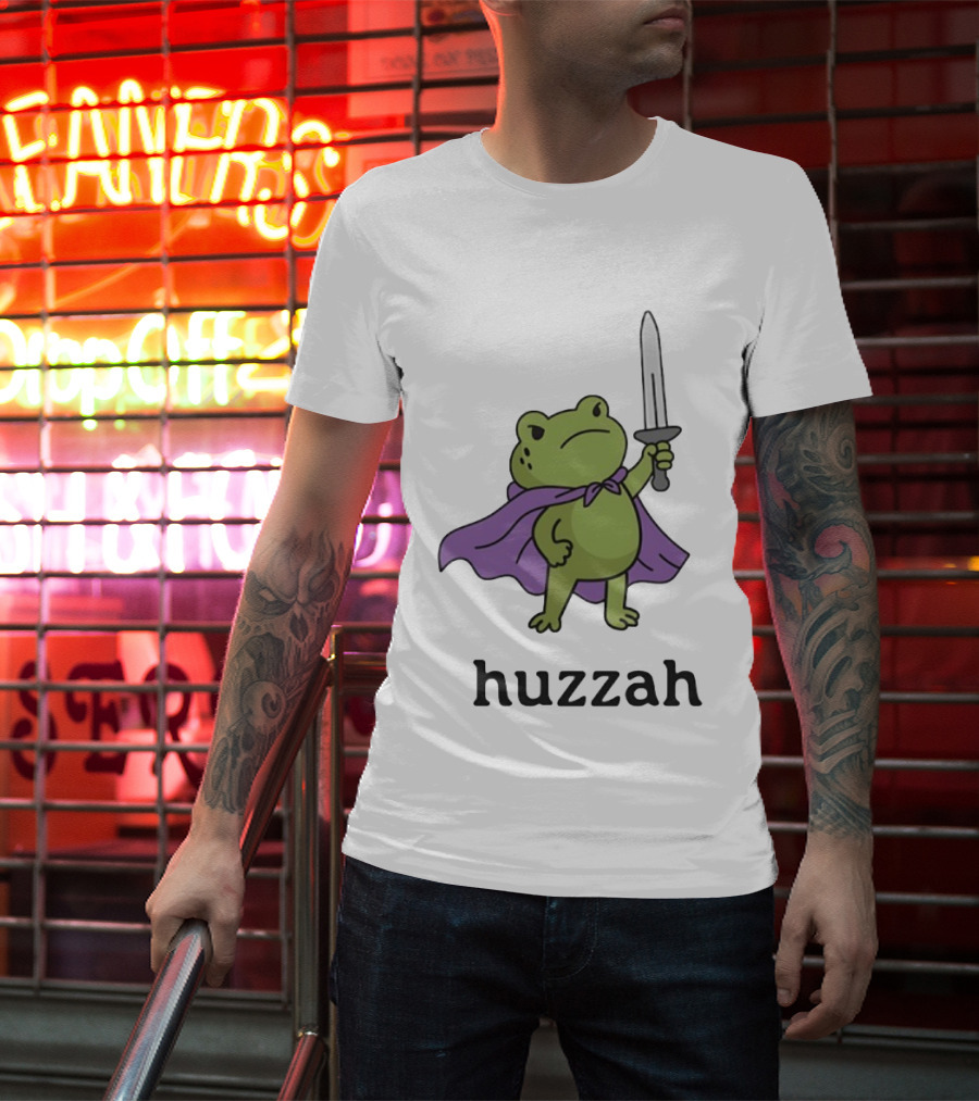 Huzzah Frog Purple Cloak Sword T-Shirt