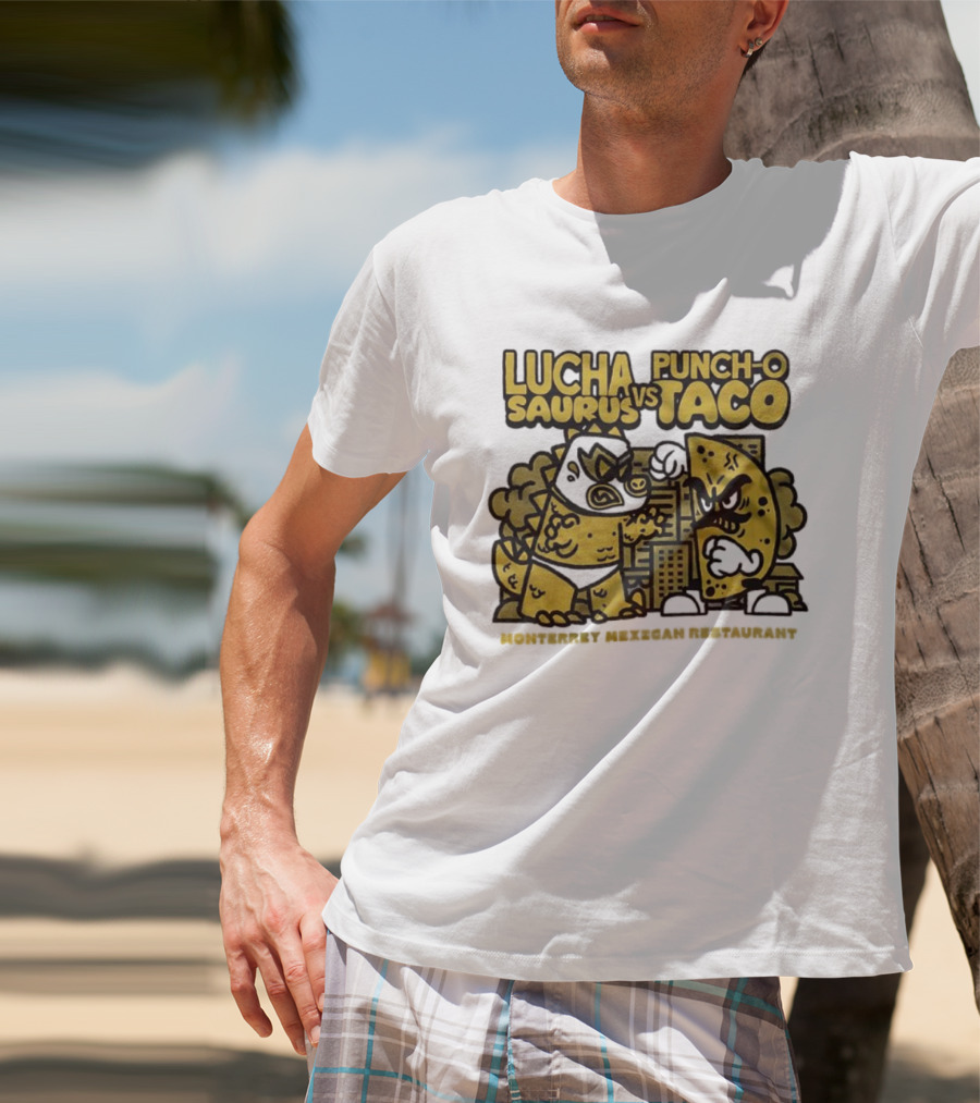 Lucha Saurus Vs Punch O Taco Monterrey Mexican Artistry T-Shirt