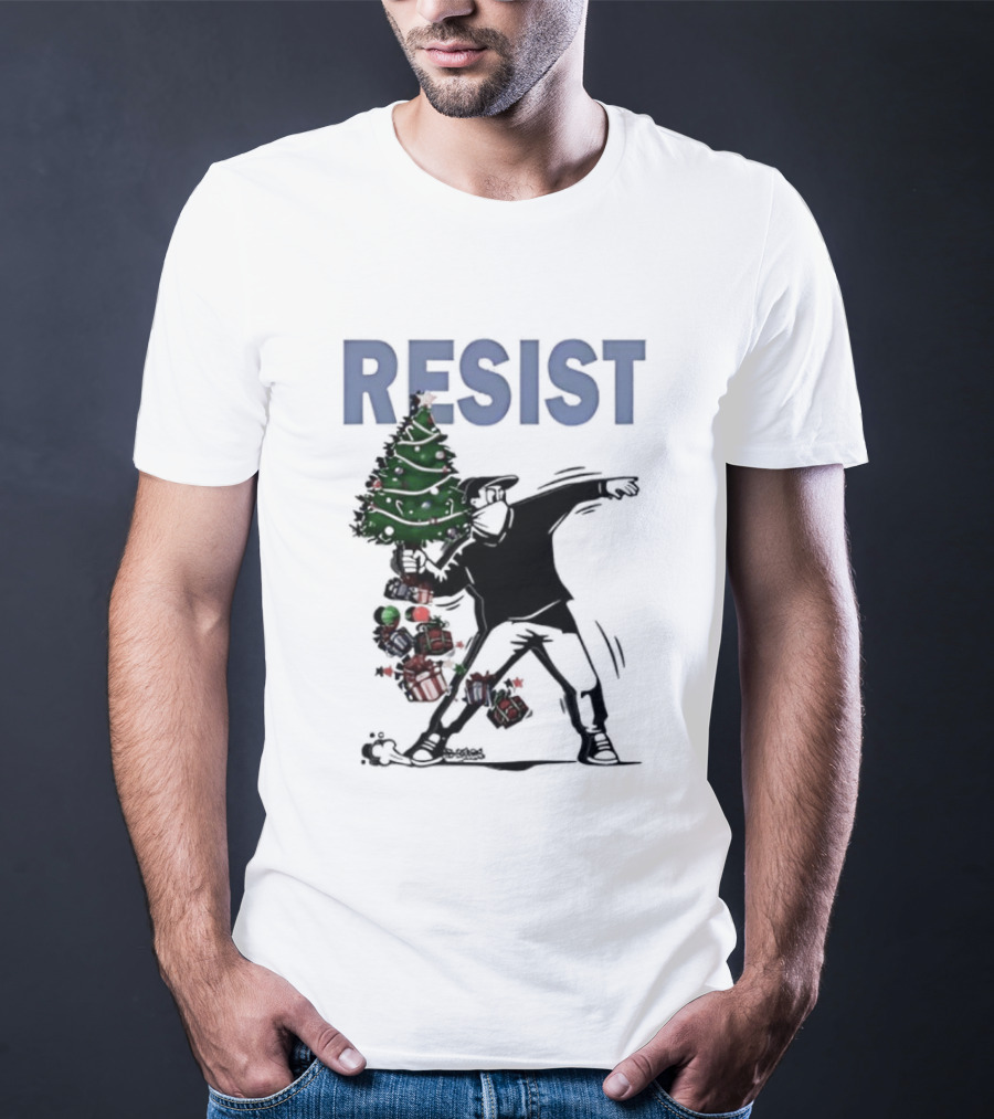 Resist Christmas Tree Throwing Festive Revolution T-Shirt