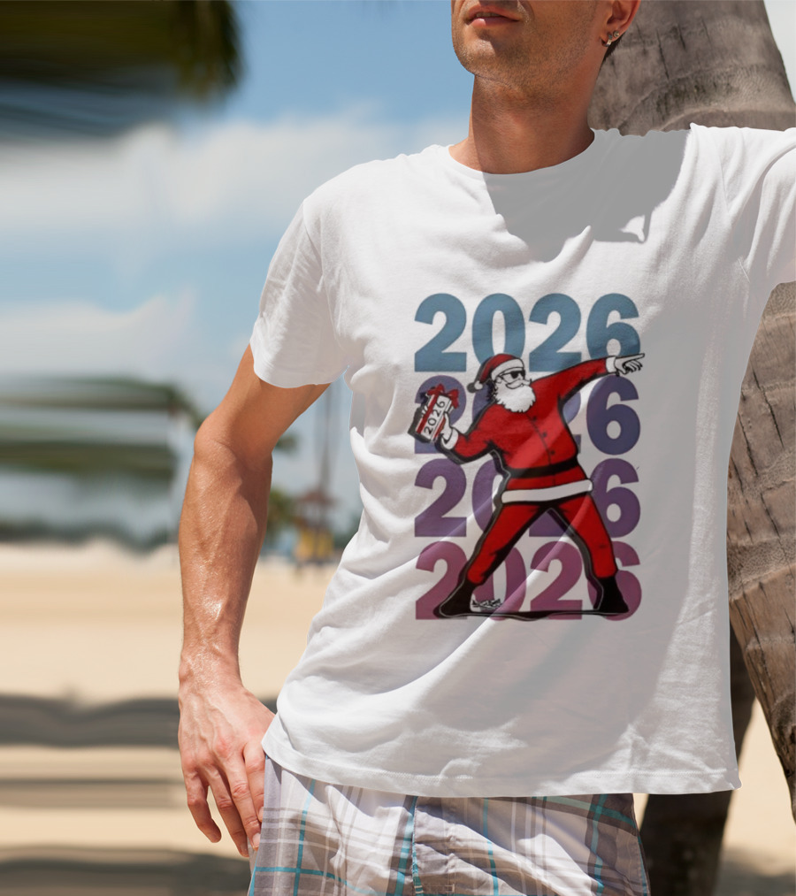 Dancing Santa 2026 Countdown Bold Repeat T-Shirt