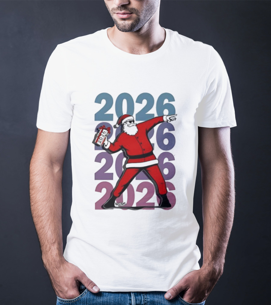 Dancing Santa 2026 Countdown Bold Repeat T-Shirt