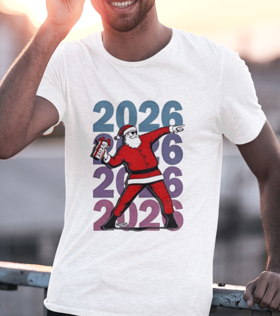 Dancing Santa 2026 Countdown Bold Repeat T-Shirt