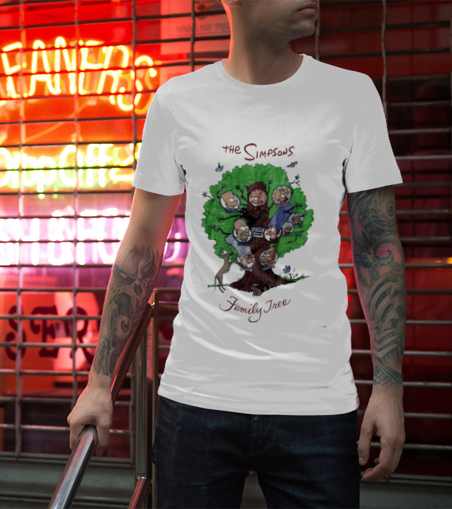 The Simpsons Family Tree Illustration With Iconic Characters Doubling As Branches T-Shirt