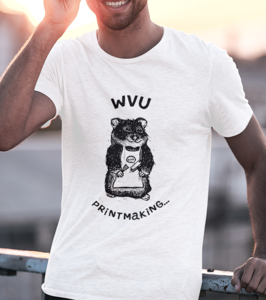 WVU Engraved Hamster Chef Printmaking T-Shirt