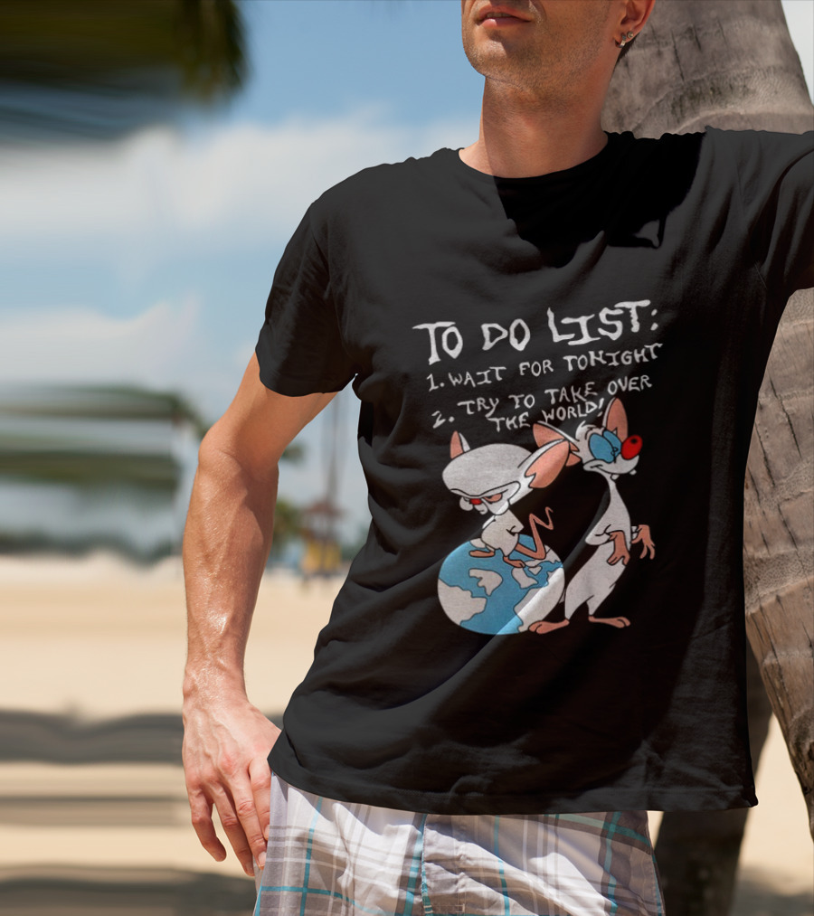 New Pinky And The Brain Cartoon To Do List Wait For Tonight Try To Take Over The World T-Shirt