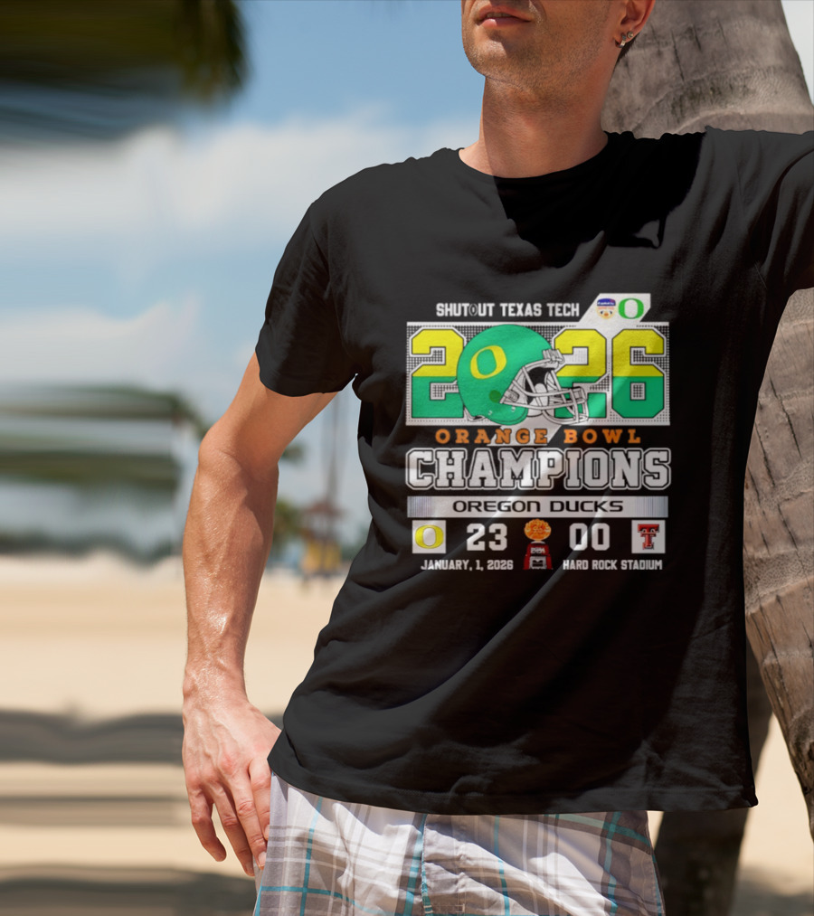Oregon Ducks 2026 Orange Bowl Champions Shutout Texas Tech 23 0 T-Shirt