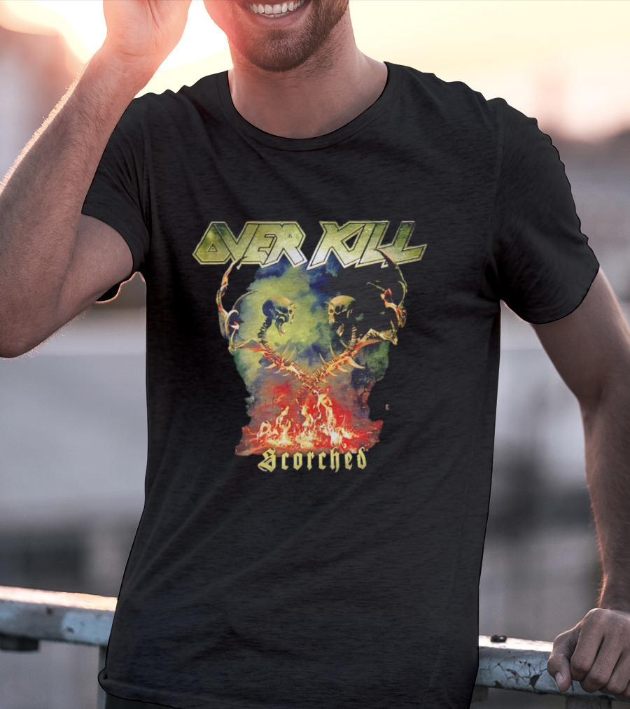 Overkill Scorched Skull Flames Tour Night T-Shirt