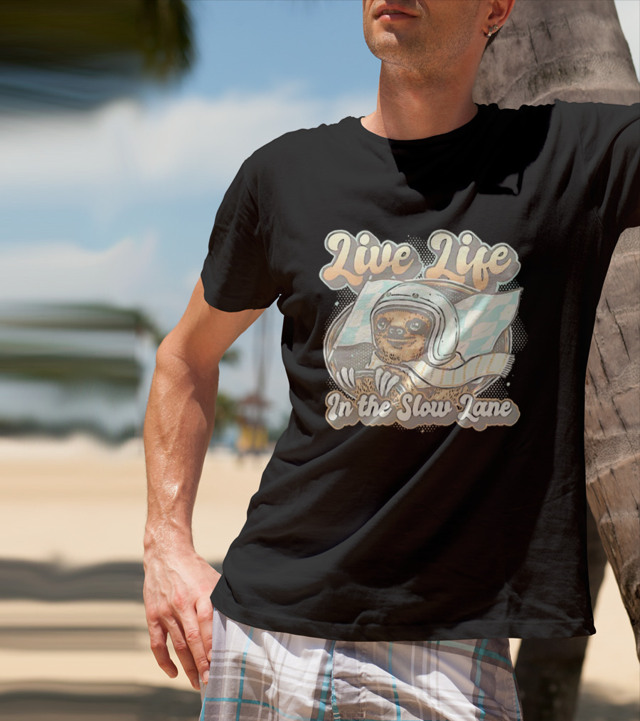 Live Life In The Slow Lane Sloth Racing Helmet T-Shirt