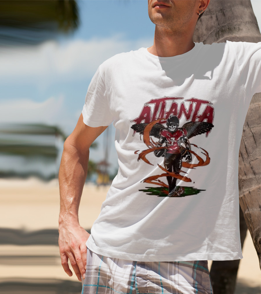 Atlanta Falcons Skeleton Football Player With Red Jersey And Wings T-Shirt