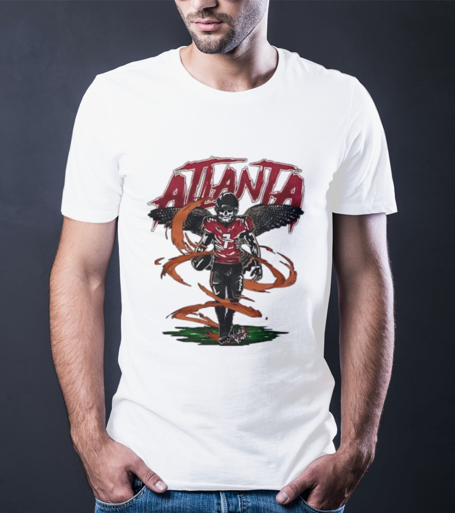 Atlanta Falcons Skeleton Football Player With Red Jersey And Wings T-Shirt
