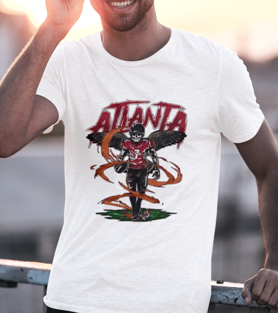 Atlanta Falcons Skeleton Football Player With Red Jersey And Wings T-Shirt