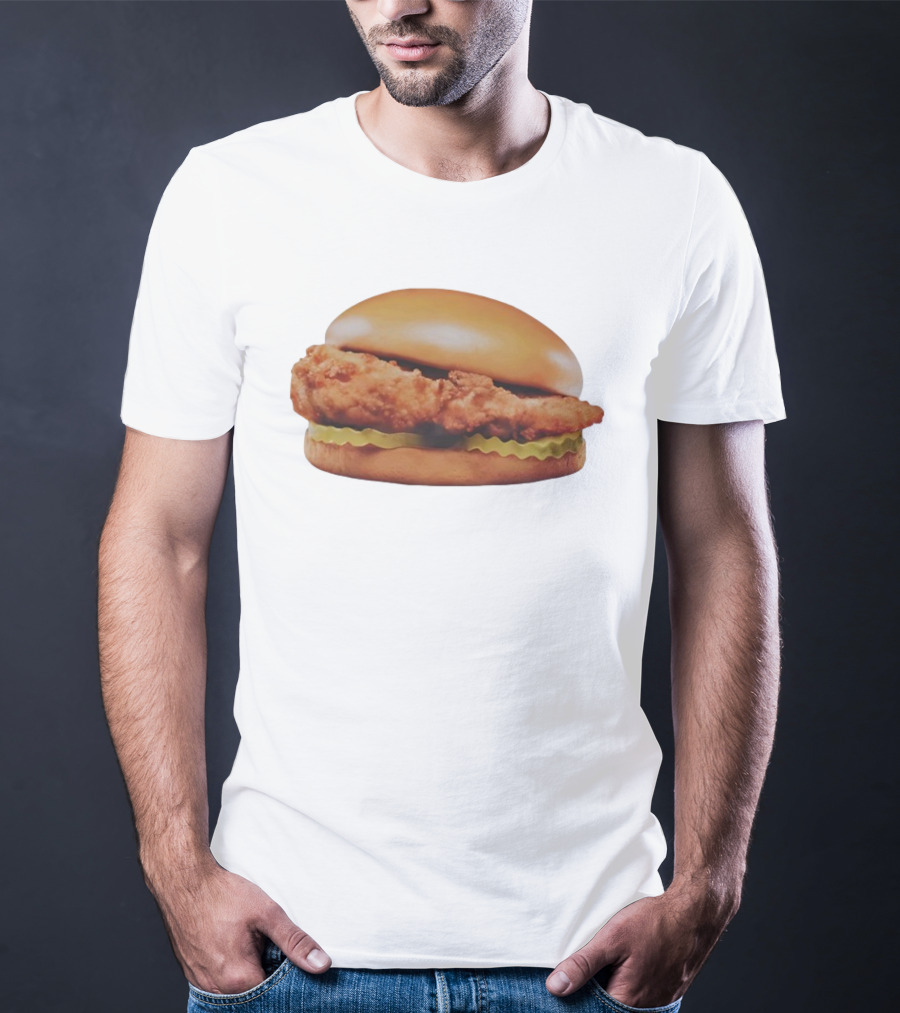 Crispy Chicken Hamburger Sandwich With Pickles T-Shirt