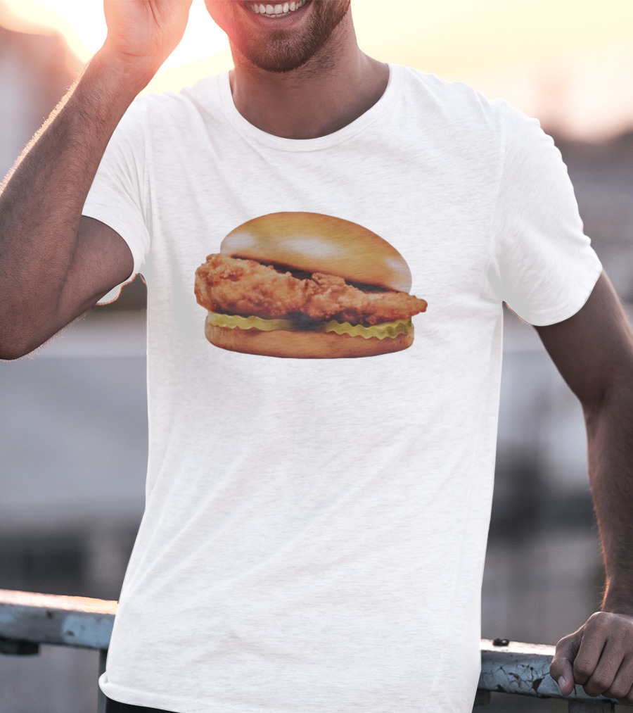 Crispy Chicken Hamburger Sandwich With Pickles T-Shirt