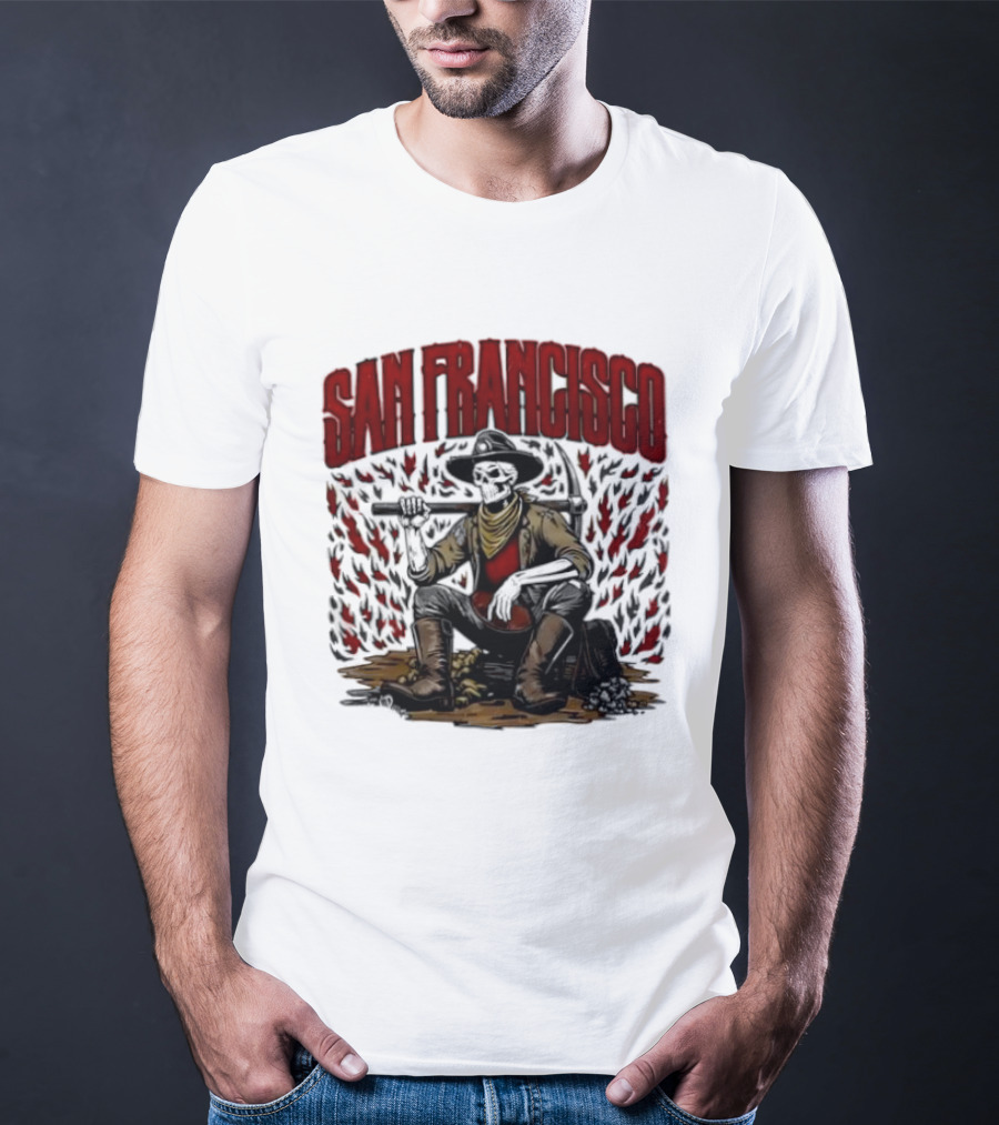 San Francisco 49ers Cowboy Skeleton Football T-Shirt