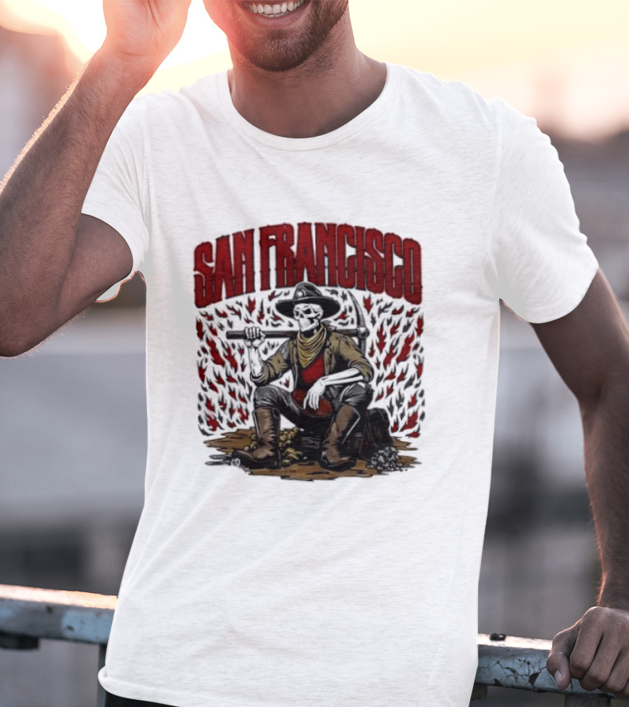 San Francisco 49ers Cowboy Skeleton Football T-Shirt