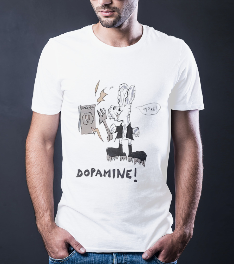 Dopamine Energized Bunny Cartoon Fun Humor T-Shirt
