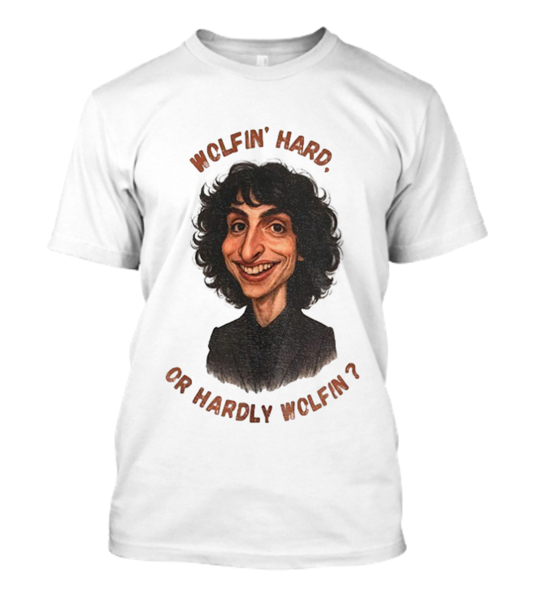 Finn Wolfhard Stranger Things Caricature Wolfin’ Hard Or Hardly Wolfin T-Shirt