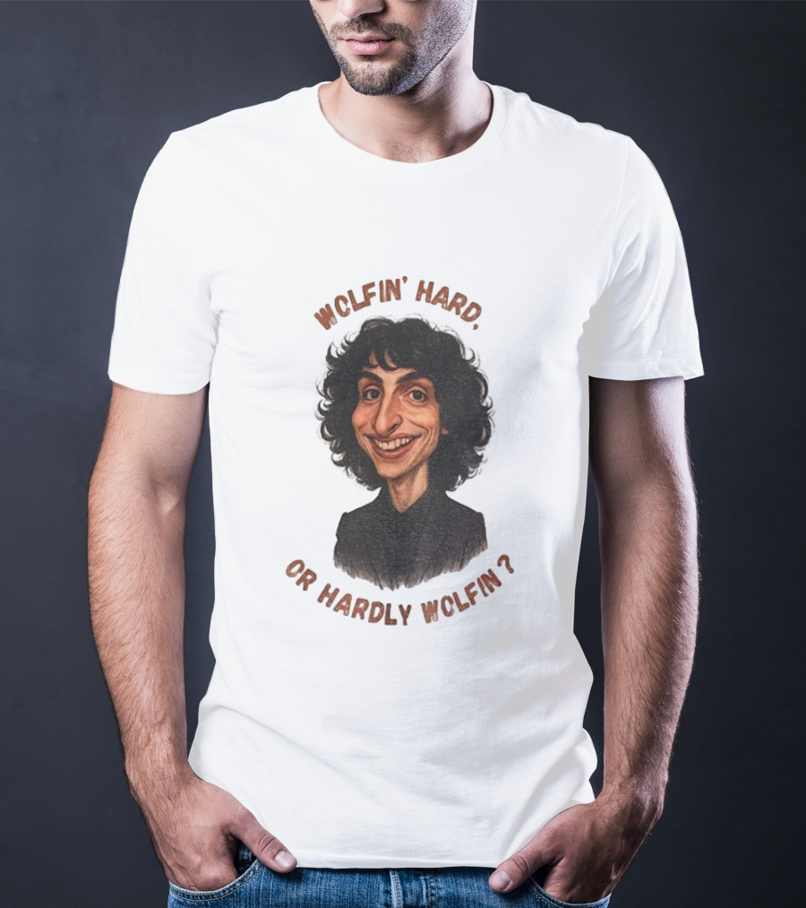 Finn Wolfhard Stranger Things Caricature Wolfin’ Hard Or Hardly Wolfin T-Shirt