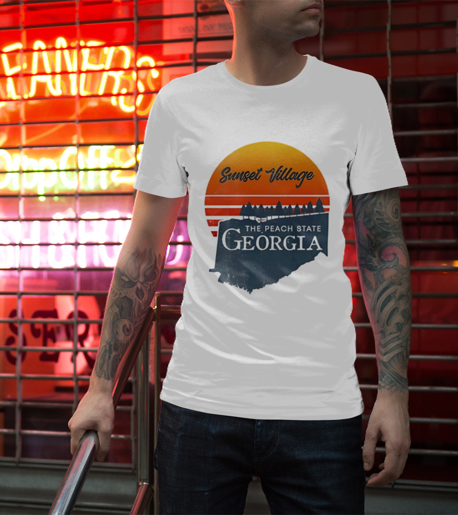 Sunset Village The Peach State Georgia T-Shirt