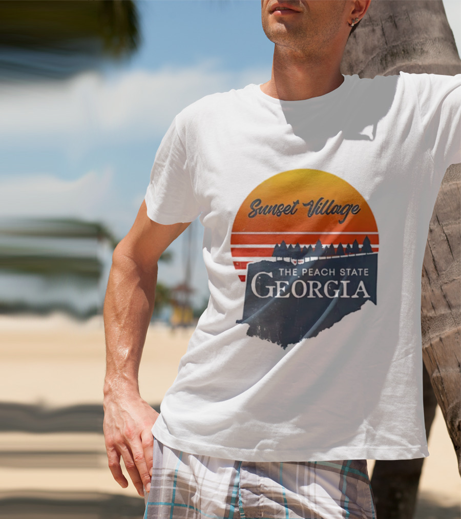 Sunset Village The Peach State Georgia T-Shirt