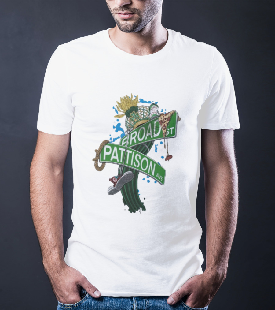 Philadelphia Eagles Broad St Pattison Ave Street Signs Pizza Cheesesteak Sunflower Clover T-Shirt