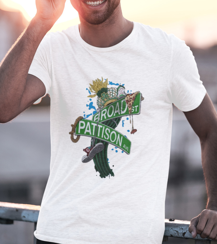 Philadelphia Eagles Broad St Pattison Ave Street Signs Pizza Cheesesteak Sunflower Clover T-Shirt