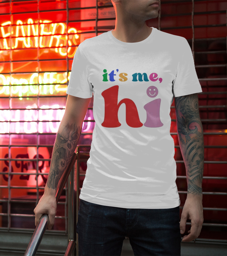 It's Me Hi Colorful Text With Smiley Face T-Shirt