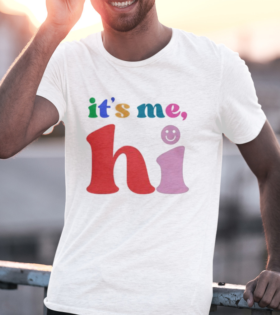 It's Me Hi Colorful Text With Smiley Face T-Shirt