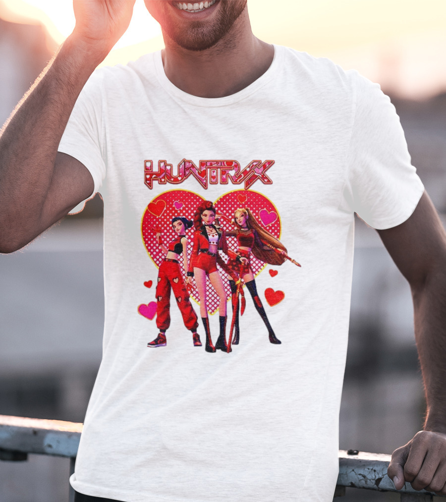 Huntrix Valentine Anime Girl Group Saja Girls Hearts T-Shirt