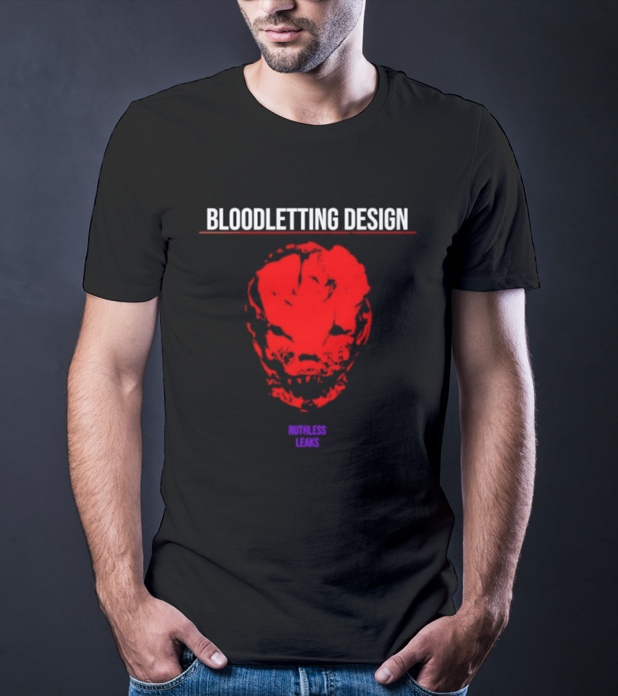 Bloodletting Red Ruthless Leaks Skull T-Shirt
